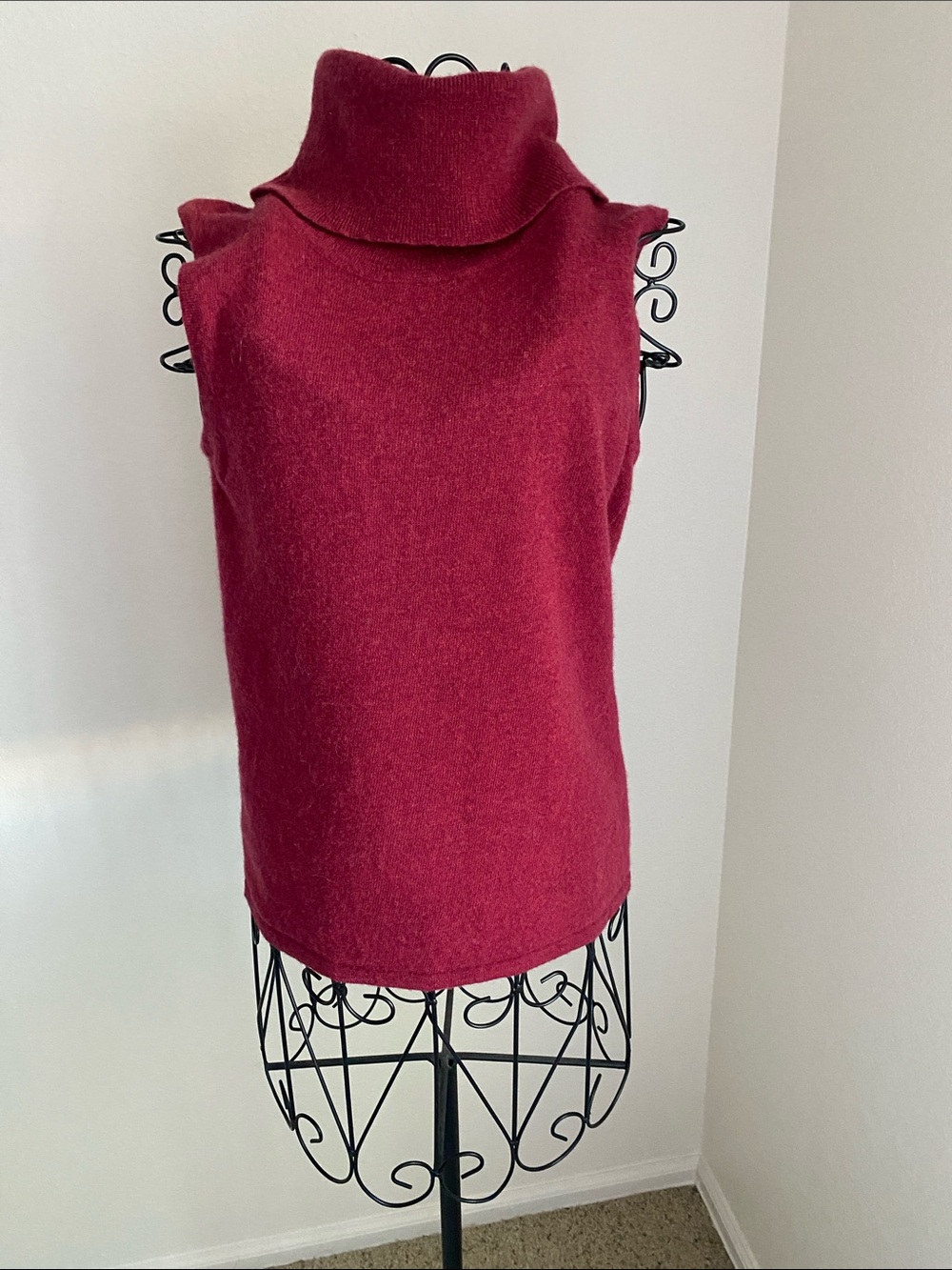 Double D Ranch Women's Sleeveless Turtleneck Sweater in Deep Berry